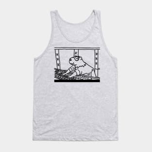 Music Producer Capybara Line Drawing Tank Top